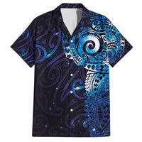 Matariki New Zealand Maori Koru Art Tattoo Family Matching Tank Maxi Dress and Hawaiian Shirt New Year Galaxy Blue Sky Style LT03 Dad's Shirt - Short Sleeve Blue - Polynesian Pride