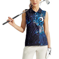 Matariki New Zealand Maori Koru Art Tattoo Women Sleeveless Polo Shirt New Year Galaxy Blue Sky Style