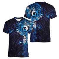 Matariki New Zealand Maori Koru Art Tattoo Women V-Neck T-Shirt New Year Galaxy Blue Sky Style LT03 - Polynesian Pride
