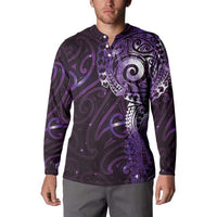 Matariki New Zealand Maori Koru Art Tattoo Button Sweatshirt New Year Galaxy Purple Sky Style LT03 - Polynesian Pride