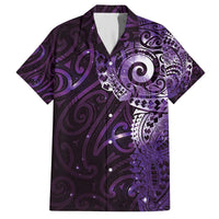 Matariki New Zealand Maori Koru Art Tattoo Family Matching Off The Shoulder Long Sleeve Dress and Hawaiian Shirt New Year Galaxy Purple Sky Style