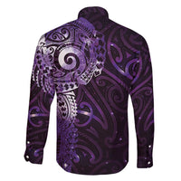 Matariki New Zealand Maori Koru Art Tattoo Family Matching Off Shoulder Short Dress and Hawaiian Shirt New Year Galaxy Purple Sky Style