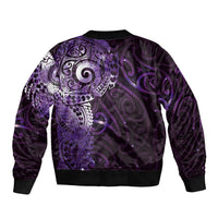 Matariki New Zealand Maori Koru Art Tattoo Sleeve Zip Bomber Jacket New Year Galaxy Purple Sky Style LT03 - Polynesian Pride