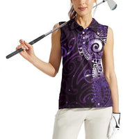 Matariki New Zealand Maori Koru Art Tattoo Women Sleeveless Polo Shirt New Year Galaxy Purple Sky Style