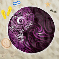 Matariki New Zealand Maori Koru Art Tattoo Beach Blanket New Year Galaxy Pink Sky Style LT03 One Size 150cm Pink - Polynesian Pride