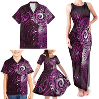 Matariki New Zealand Maori Koru Art Tattoo Family Matching Tank Maxi Dress and Hawaiian Shirt New Year Galaxy Pink Sky Style LT03 - Polynesian Pride