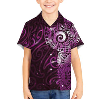 Matariki New Zealand Maori Koru Art Tattoo Family Matching Tank Maxi Dress and Hawaiian Shirt New Year Galaxy Pink Sky Style LT03 Son's Shirt Pink - Polynesian Pride