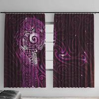 Matariki New Zealand Maori Koru Art Tattoo Window Curtain New Year Galaxy Pink Sky Style LT03 With Hooks Pink - Polynesian Pride
