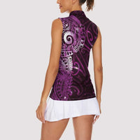 Matariki New Zealand Maori Koru Art Tattoo Women Sleeveless Polo Shirt New Year Galaxy Pink Sky Style LT03 - Polynesian Pride