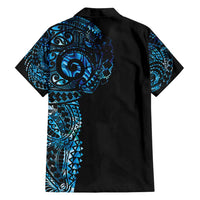 New Zealand Maori Koru Art Traditional Tattoo Family Matching Off Shoulder Short Dress and Hawaiian Shirt Paua Shell