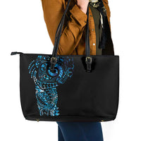New Zealand Maori Koru Art Traditional Tattoo Leather Tote Bag Paua Shell LT03 - Polynesian Pride