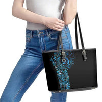 New Zealand Maori Koru Art Traditional Tattoo Leather Tote Bag Paua Shell LT03 - Polynesian Pride