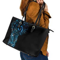 New Zealand Maori Koru Art Traditional Tattoo Leather Tote Bag Paua Shell LT03 - Polynesian Pride