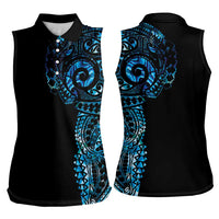 New Zealand Maori Koru Art Traditional Tattoo Women Sleeveless Polo Shirt Paua Shell