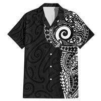 New Zealand Maori Koru Art Traditional Tattoo Family Matching Mermaid Dress and Hawaiian Shirt Simple Style LT03 Dad's Shirt - Short Sleeve Black - Polynesian Pride