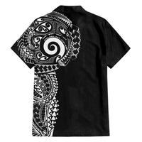 New Zealand Maori Koru Art Traditional Tattoo Family Matching Off The Shoulder Long Sleeve Dress and Hawaiian Shirt Simple Style