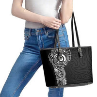 New Zealand Maori Koru Art Traditional Tattoo Leather Tote Bag Simple Style LT03 - Polynesian Pride