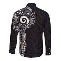 New Zealand Maori Koru Art Traditional Tattoo Long Sleeve Button Shirt Simple Style LT03 - Polynesian Pride