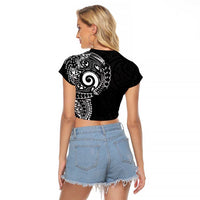 New Zealand Maori Koru Art Traditional Tattoo Raglan Cropped T Shirt Simple Style LT03 - Polynesian Pride