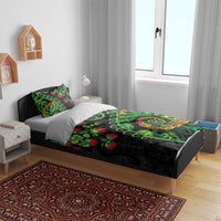 New Zealand Koru Plants and Pohutukawa Bedding Set Maori Tattoo Pattern