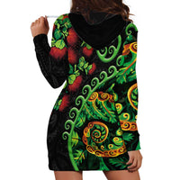 New Zealand Koru Plants and Pohutukawa Hoodie Dress Maori Tattoo Pattern