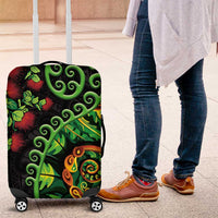 New Zealand Koru Plants and Pohutukawa Luggage Cover Maori Tattoo Pattern LT03 Black - Polynesian Pride