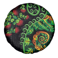 New Zealand Koru Plants and Pohutukawa Spare Tire Cover Maori Tattoo Pattern