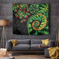 New Zealand Koru Plants and Pohutukawa Tapestry Maori Tattoo Pattern