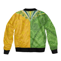 Cook Islands Language Week Bomber Jacket Tatau Pattern and Rarotongan Alphabet LT03 - Polynesian Pride