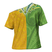 Cook Islands Language Week Cross Shoulder Shirt Tatau Pattern and Rarotongan Alphabet - Polynesian Pride
