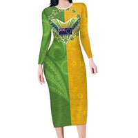 Cook Islands Language Week Family Matching Long Sleeve Bodycon Dress and Hawaiian Shirt Tatau Pattern and Rarotongan Alphabet - Polynesian Pride