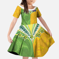 Cook Islands Language Week Family Matching Off Shoulder Maxi Dress and Hawaiian Shirt Tatau Pattern and Rarotongan Alphabet - Polynesian Pride