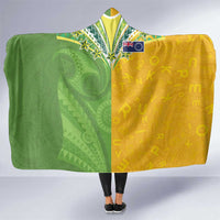 Cook Islands Language Week Hooded Blanket Tatau Pattern and Rarotongan Alphabet LT03 One Size Green - Polynesian Pride