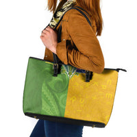 Cook Islands Language Week Leather Tote Bag Tatau Pattern and Rarotongan Alphabet LT03 Green - Polynesian Pride