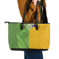 Cook Islands Language Week Leather Tote Bag Tatau Pattern and Rarotongan Alphabet LT03 - Polynesian Pride