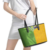 Cook Islands Language Week Leather Tote Bag Tatau Pattern and Rarotongan Alphabet LT03 - Polynesian Pride