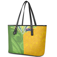 Cook Islands Language Week Leather Tote Bag Tatau Pattern and Rarotongan Alphabet LT03 - Polynesian Pride