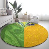 Cook Islands Language Week Round Carpet Tatau Pattern and Rarotongan Alphabet LT03 - Polynesian Pride