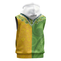 Cook Islands Language Week Sleeveless Zip Hoodie Tatau Pattern and Rarotongan Alphabet - Polynesian Pride