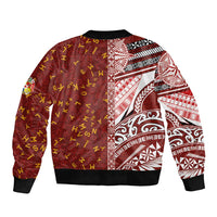 Tonga Language Week Bomber Jacket Ngatu Pattern and Tongan Alphabet - Polynesian Pride