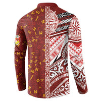 Tonga Language Week Button Sweatshirt Ngatu Pattern and Tongan Alphabet - Polynesian Pride