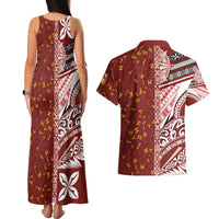 Tonga Language Week Couples Matching Tank Maxi Dress and Hawaiian Shirt Ngatu Pattern and Tongan Alphabet - Polynesian Pride