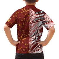 Tonga Language Week Family Matching Puletasi and Hawaiian Shirt Ngatu Pattern and Tongan Alphabet - Polynesian Pride