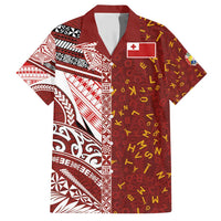 Tonga Language Week Family Matching Short Sleeve Bodycon Dress and Hawaiian Shirt Ngatu Pattern and Tongan Alphabet - Polynesian Pride