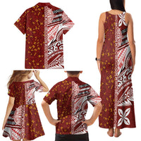 Tonga Language Week Family Matching Tank Maxi Dress and Hawaiian Shirt Ngatu Pattern and Tongan Alphabet - Polynesian Pride
