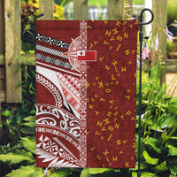 Tonga Language Week Garden Flag Ngatu Pattern and Tongan Alphabet LT03 Garden Flag Red - Polynesian Pride