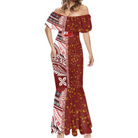 Tonga Language Week Mermaid Dress Ngatu Pattern and Tongan Alphabet LT03 - Polynesian Pride