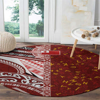 Tonga Language Week Round Carpet Ngatu Pattern and Tongan Alphabet LT03 - Polynesian Pride