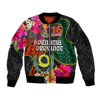 Penama Day Sleeve Zip Bomber Jacket Proud To Be A Ni-Van Beauty Pacific Flower LT03 Unisex Black - Polynesian Pride