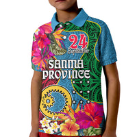 Personalised Sanma Day Kid Polo Shirt Proud To Be A Ni-Van Beauty Pacific Flower LT03 Kid Blue - Polynesian Pride